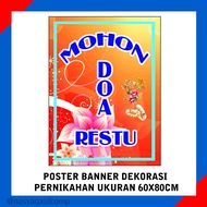 Tulisan Mohon Doa Restu Pernikahan Poster Banner Dekorasi Acara Wedding Party Backdrop Background Hi