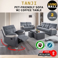 Living Mall Tanji 1S Recliner 2S/3S Sofa and Coffee Table with Stool Set - PetFriendly in 2 Colours