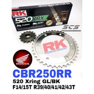 RK Sprocket Set Honda CBR250RR New 520 X-Ring Black Gold Chain Rantai Hitam Emas CBR250 RR CBR 250 A