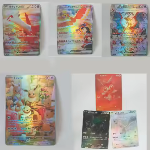 Self Made Anime Game Collection Gift Pokemon Cards PTCG Reshiram Zekrom Victini N Lillie Charizard M