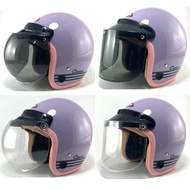 Helm Bogo Retro Wanita Dewasa Classic Warna Pastel Ungu Glossy