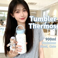 Tumbler Stainless Steel Thermos Tahan Sejuk Mug Tumbler Flask Handheld for 900ml Girl Tumbler Tumble