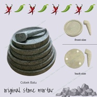 Cobek Batu Asli Indonesia & Ulekan Sambal /Lesung Gesek /Original Stone Mortar 18cm