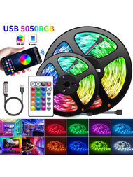 Tiras Led de 5 metros Luces 5050 RGB con Control Tira Led Multicolor Decoración Impermeable Flexible