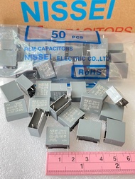 5ชิ้น/10ชิ้น 334K275V 0.33UF 275Vx2 ยี่ห้อNISSEI JapanMP1 คาปาซิเตอร์ สีเทาตัวเหลี่ยม ขา15มิล แท้ใหม