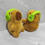 GANTUNGAN Cute Capybara Keychain Doll / Cute Key Bag Chain Keychain Capybara DJ Music Headphone