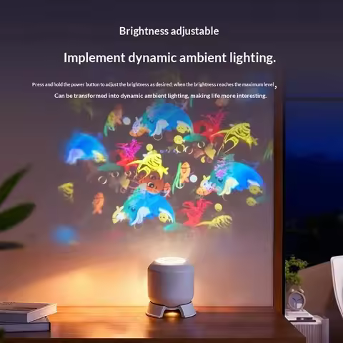 LED Ocean Projector Light, 360° Rotating Dynamic Night Light USB Ambient Light