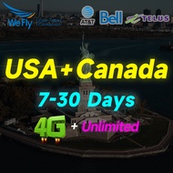 Wefly USA + Canada SIM card unlimited data 4G High speed 7-30 days haven't eSIM