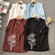 KANI VEST - FLOTTILICIOUS Women's Top Malorka Striped Mx White Floral Embroidery Elegant Casual Tren