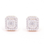 Happy Jewelry Diamond-Encrusted Baguette Earrings Real Diamond Gold 37.5% ER264