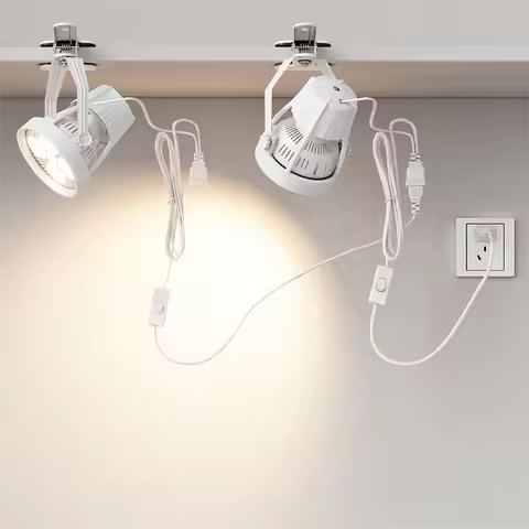 PAR30 LED E27 Track Light Bracket Base 2-Wires Rail Ceiling Lamps Holder Clothing Store Living Room 
