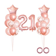 25pcs Rose Gold Mixed Balloons 21st 12th Birthday Party Decorations 21 12 Years Old Girl Woman Birth