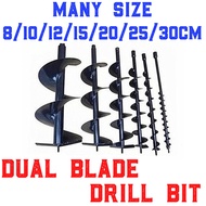 Earth Auger Dual Blade Drill Bit Set Hole Digger Planting HEAVY DUTY GASOLINE MESIN GERUDI TANAH GAL