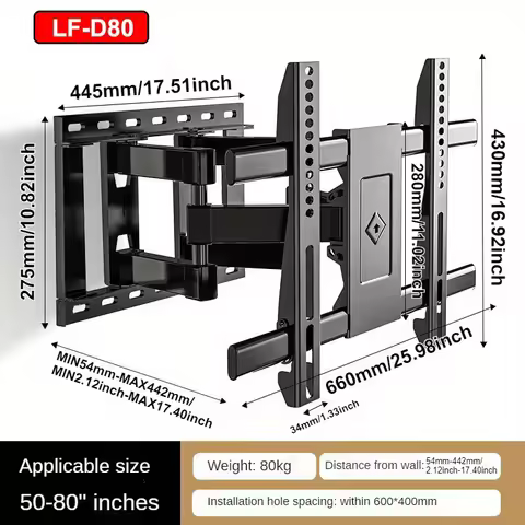 adjustable wall mounted TV bracket foldable telescopic Universal Fixed 32-70/80 in TV frame tilt str