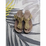 Suede Beige T Strap Chunky Heels