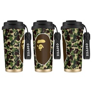 Bape Double wall stainless steel insulated coffee tumbler with COFFEE wrist strap, leakproof design 