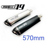 Project79 Universal Long Muffler 51mm Tabung 570mm Ekzos Black Silver XMAX250 TMAX560 XDV Zontes 350