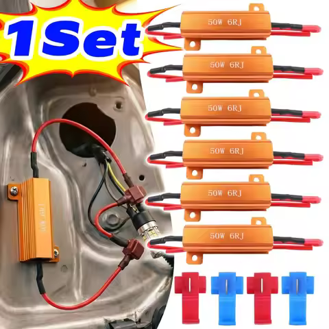 Car LED Decoder 50W 6RJ Load Resistor Turn Signal Lamp Hyper Flash Fix Warning Canceller Error Code 