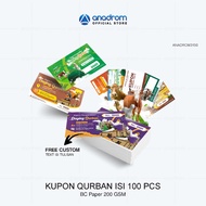 [100 pcs] Custom Eid al-Adha Qurban Coupon Cards | Print Qurban Meat Making Coupons | Anadrom 3150