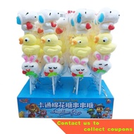 🍭 X.D Sweets Children's Creative Cartoon Animal Cute Shape Skewed Cotton Candy Lollipop Full Box Bulk Cotton Candy Snack