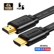 【FSU】4K HDMI 2.0 Flat Cable 0.5m 1m 2m 3m HD Cable Male-Male  4K 3D HDMI line for PC HDTV Projector  Video DVD Monitor compatible with 1080P