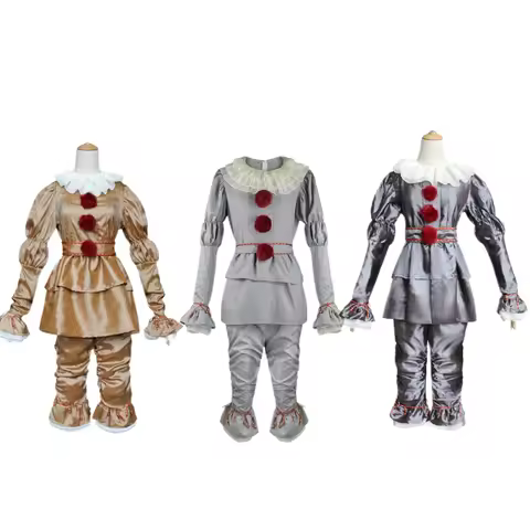 Cosplay Costume Clown Movie It Joker Costume Golden Silver Halloween Outfit