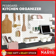 NARIO Pegboard Wall Rack Accessories Kitchen Tools Organizer DIY Wall Mounted Shelf PVC Rack Rak Pap