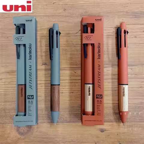 Japan UNI Jetstream Multi-function Pen 4 Ballpoint Pen + 1 Mechanical Pencil Limited Wooden Handle M