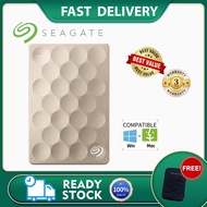 100% original 2TB Seagate- Backup Slim External Hard Drive 1TB Hard Disk - Gold/Silver+ Bag