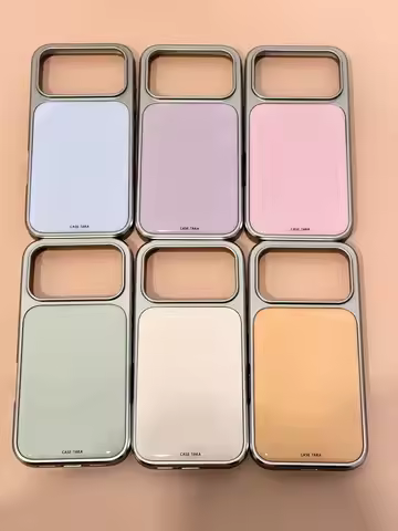 Simple ins Solid Color Candy Painting Silver Frame Case For Samsung Galaxy S23 S24 S25 S26 PLUS ULTR