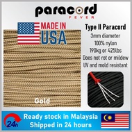 Made in USA - 3mm Type II 425 Tali Paracord Rope Parachute Cord - Gold