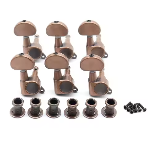 Guitar Tuning Pegs Guitar Tuners Machine Head Half Round Head Button Electric Guitar 3L3R/6R/6L Red 
