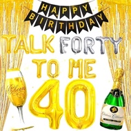 (SG Seller) 40th Birthday Decorations, 40th Birthday Balloon, Black and Gold Birthday Decorations Se