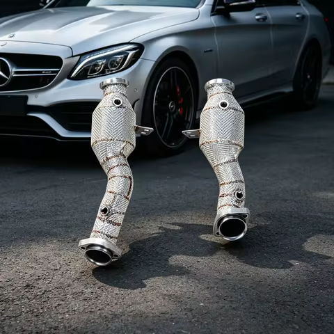 HEO 304 stainless downpipe catted exhaust downpipe for Mercedes BENZ W205 C400 C450 C43 e43 e320 glc