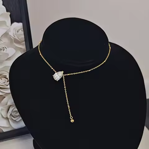 Certified 1/2/3Carat Waterdrop Moissanite Pendant Necklace For Woman S925 Silver Y-Style Pear Cut So