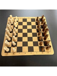 木製西洋棋棋盤套裝,搭配32枚棋子,尺寸2.5英寸,便攜桌遊,適用於桌面娛樂和思維訓練
