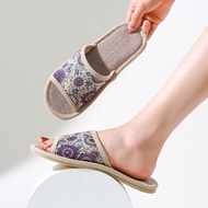 Linen Slippers Female Couple Style Home Cotton Linen Sandals Slippers Massage Floor Slippers Light S