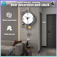 Nordic Iron Art Fawn Wall Clock Light Luxury Wall Clock Silent Wall Clock Living Room Wall Clock
