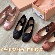 High-quality MIUMIUˉ version bow strap flat ballet shoes women's shoes 2023 new all-match retro Ballet Flats HOT ●11/3❆⊕✴