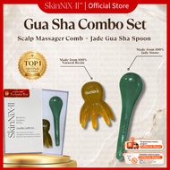 SkinNiX-II Combo Box Gua Sha Face Massage (Jade Spoon + Scalp Massage Comb)