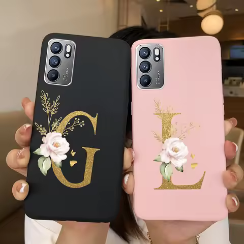 Fashion Phone Case For Oppo Reno6 6 Pro 5G Cute Flower Letters Soft Silicone Matte Shell For Oppo Re