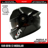 JCNJ Motorcycle Helmet RXR 691B-S1 Modular With ICC (BPS) Dual Visor Clear Lens Premium Design (6 Va
