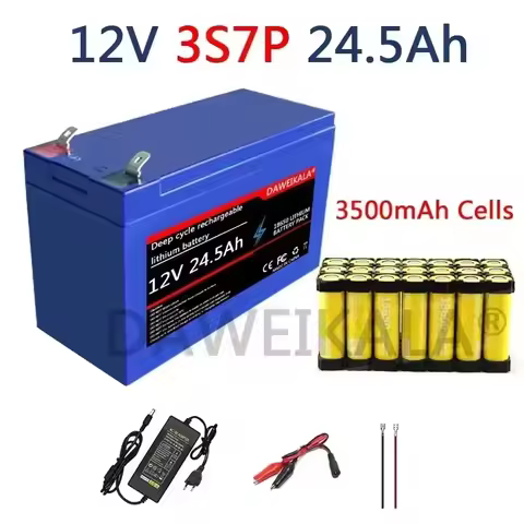 New 12V 24.5Ah 18650 Lithium Battery Pack 3S7P Rechargeable Battery for Solar Energy Electric Vehicl