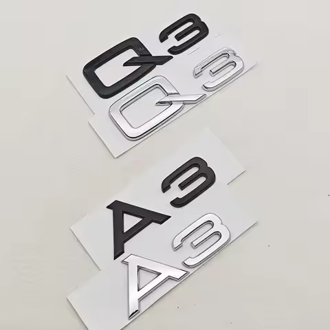 3D ABS Chrome Black Car Letters A3 Q3 Badge Rear Trunk Sticker Decals For Audi A3 Q3 Auto Tail Marki