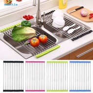 SEA_Foldable Stainless Steel Home Kitchen Dish Drainer Sink Drying Rack Sorting Tray