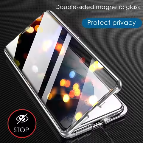 Double-sided Glass Phone Case for OPPO Find X3 X5 X8 Pro Metal Magnetic 360° Full Protection Cover A