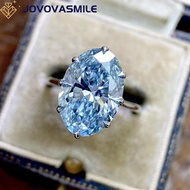 JOVOVASMILE Blue Moissanite Ring 6 Carat Oval Cut Vvs1 D Color 14k Yellow Gold Fine Jewelry