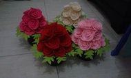 pot bunga mawar/ hiasan meja/ flanel mawar