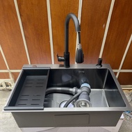 KITCHEN SINK SIZE 68X45 BLACK FULL SET