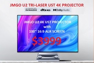 [English Android Version] Jmgo U2 Tri-Laser 4K Ultra Short Throw Projector with 100" ALR Screen